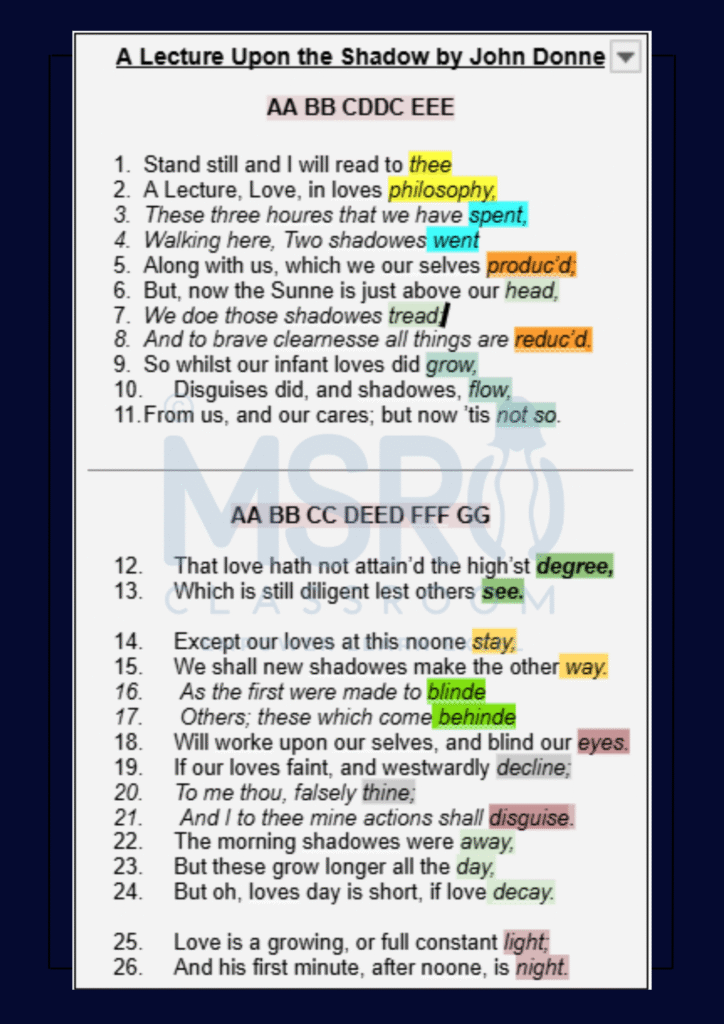 Rhyme Scheme- A Lecture Upon the Shadow